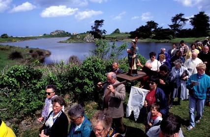 France, Côtes d'Armor, procession of the annual pilgrimage on the island of Saint Gildas