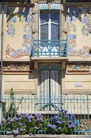 France, Meurthe-et-Moselle, Nancy, Rue Felix Faure, Art Nouveau subdivision house by architect Cesar Pain, villa Les Clématites
