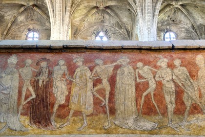 France, Haute-Loire (43), Parc naturel régional Livradois-Forez, abbaye de La Chaise-Dieu, l'église abbatiale Saint-Robert, la Danse Macabre, fresque du XVème siècle
