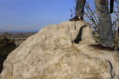 France, Ille et Vilaine, Bay of Mont Saint Michel, le Mont Dol, Rocher du Diable (evil rock) with the mark of the foot of St Michael the archangel