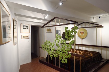 France, Var (83), Seillans, labellisé Les Plus Beaux Villages de France, la Maison Waldberg renferme les donations Max Ernst, Dorothea Tanning et Stan Appenzeller, le Lit Cage (1974) de Max Ernst