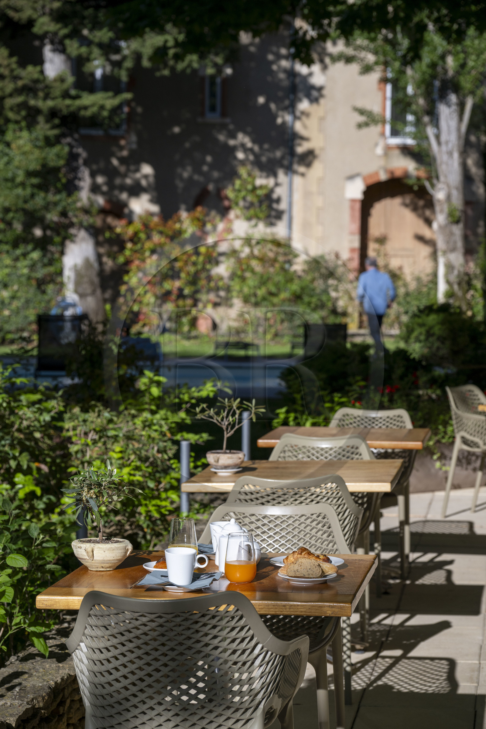 France, Vaucluse (84), Dentelles de Montmirail, Gigondas, petit-déjeuner au grand hôtel-restaurant de Montmirail