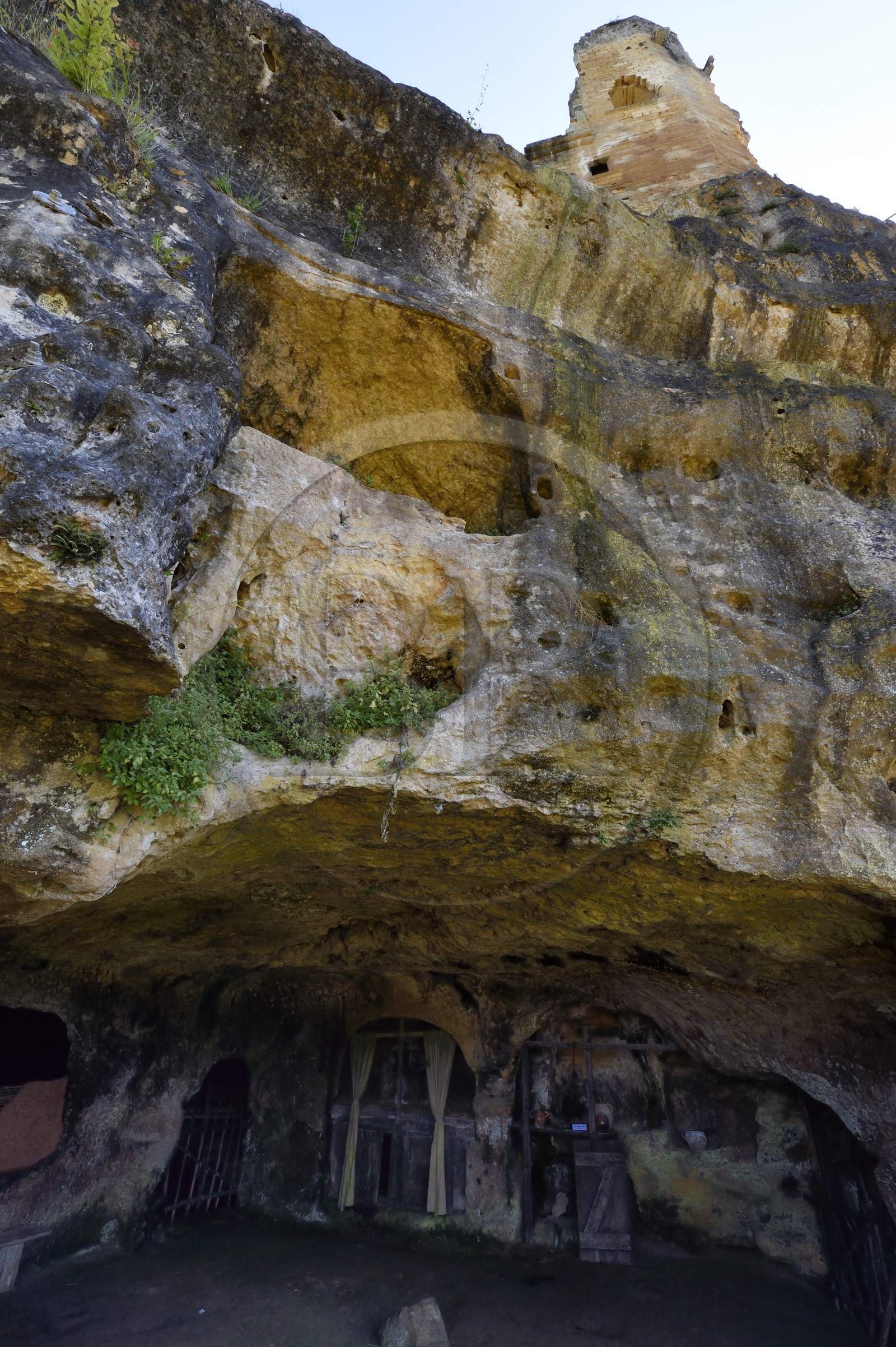 France, Dordogne (24), Périgord Noir, Les Eyzies-de-Tayac-Sireuil, vallée de la Beune, habitation troglodytique sous le Chateau de Commarque