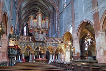 France, Bas Rhin, Strasbourg, old town listed as World Heritage by UNESCO, Saint Pierre le Jeune protestant church, jube of the 14th century surmounted of an organ Silberman (1780)