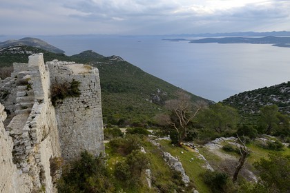 Croatia, Dalmatia, Dalmatian Coast, Ugljan Island, Preko area, view from the ruins of the castle Saint Michel