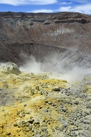 Italy, Sicily, Aeolian Islands, listed as World Heritage by UNESCO, Vulcano Island, the crater of volcano della Fossa and sulfur fumaroles