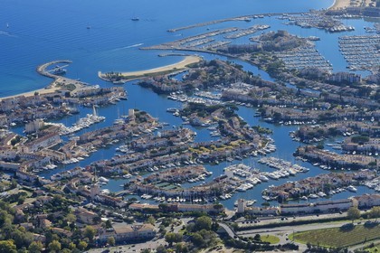 France, Var, Gulf of St Tropez, Port Grimaud seaside town (aerial view)