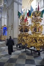 Italie, Sicile, Catane, ville baroque classée au Patrimoine Mondial de l'UNESCO, chiesa di San Francesco d'Assisi all'Immacolata (église Saint François d'Assise à l'Immaculée), grand Candelore (candélabres) conçu pour la fête de Sant'Agata