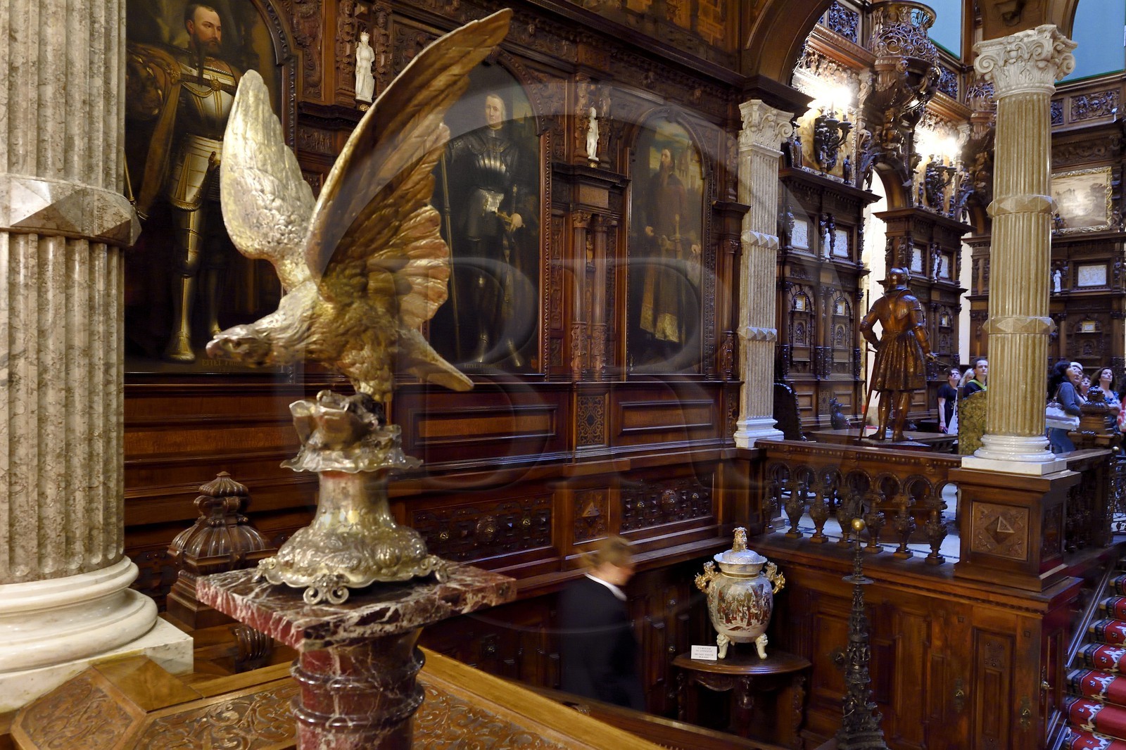 Roumanie, Valachie, Sinaia, château de Peles ancienne résidence royale édifiée de 1875 à 1883 pour le roi Carol Ier de Roumanie, le hall d'honneur