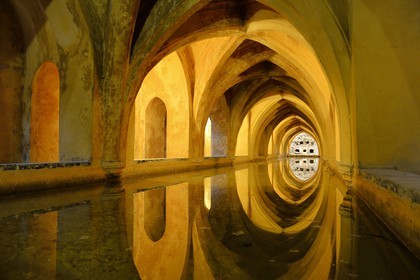 Espagne, Andalousie, Séville, Alcazar de Séville (Reales Alcazares de Sevilla), classé Patrimoine Mondial de l'UNESCO, les bains de Dona Maria de Padilla