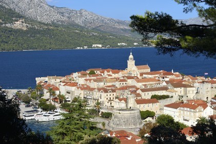 Croatie, Dalmatie, cote dalmate, Ile de Korcula, ville de Korcula