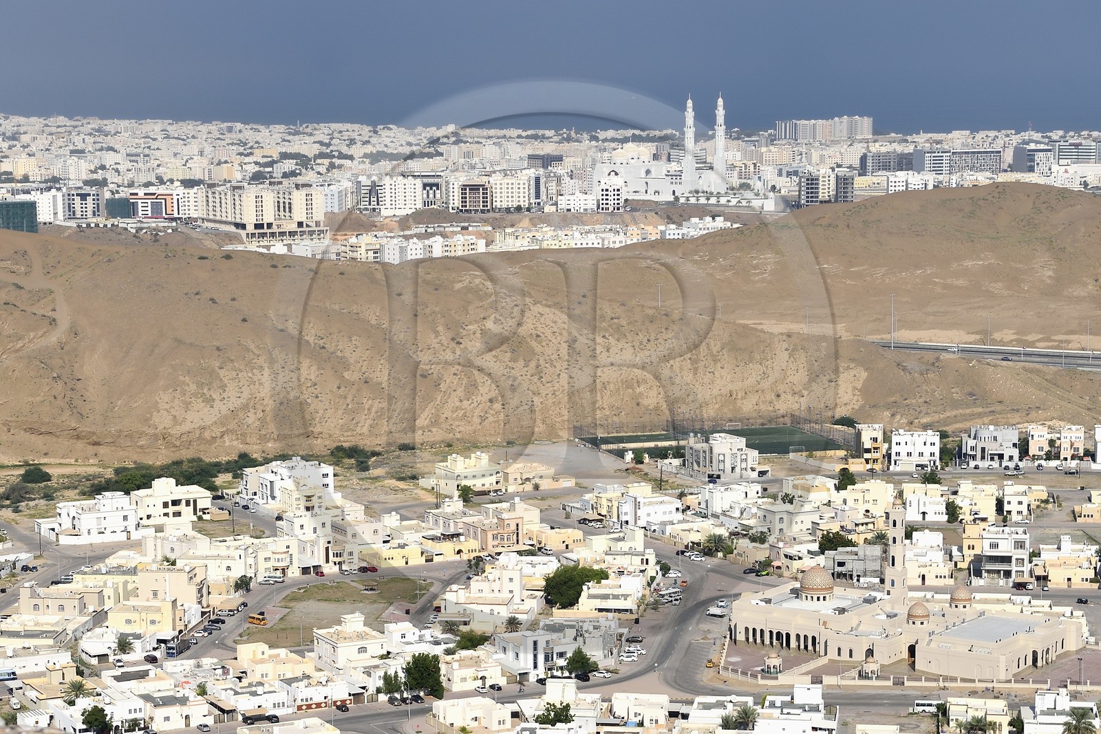 Sultanat d'Oman, Mascate, quartier de Al Fath et la mosquée Al Ameen en arrière plan