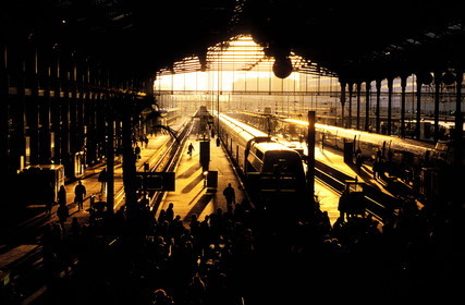 France, Paris, Gare du Nord Train Station, arrival of suburban trains early in the morning