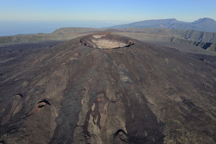 France, Reunion island (French overseas department), Piton de la Fournaise, listed as World Heritage by UNESCO volcano, Dolomieu crater (aerial view)