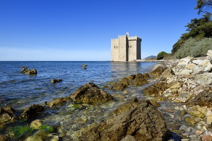 France, Alpes-Maritimes, Lerins Islands, Saint-Honorat island, Abbey of Lerins, former fortified monastery raised in 1073