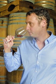 France, Reunion island (French overseas department), Saint Pierre, estate of the Isautier distillery, aging of old rums in the cellars between 6 and 14 months in new barrels then several years afterwards by batch in red barrels, Cyril Isautier director of the rums and punches branch of the Isautier group