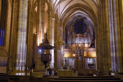 France, Bas-Rhin (67), Strasbourg, vieille ville classée au Patrimoine Mondial de l’UNESCO, l'église protestante Saint-Thomas, orgue Jean-André Silbermann (1740)