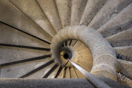 France, Ille et Vilaine, Cote d'Emeraude (Emerald Coast), Saint Malo, Saint-Vincent Cathedral of Saint-Malo, helical staircase from the end of the 16th century