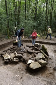 France, Morbihan, Tredion, Coeby forest, excavations at the megalithic site discovered by archaeologist Philippe Gouezin