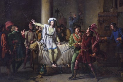France, Seine-Maritime (76), Rouen, le musée des Beaux-Arts, tableau Jeanne d’Arc prisonnière à Rouen par Pierre-Henri Revoil, 1819 (detail)