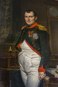 France, Seine-et-Marne (77), Fontainebleau, chateau de Fontainebleau, classé Patrimoine Mondial par l'UNESCO, Musée Napoléon Ier, Napoléon Ier dans son cabinet de travail à 4h du matin (1812) par le peintre Jacques-Louis David (détail)