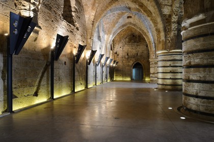 Israel, North district, Galilee, Acre (Akko), old town, listed as World Heritage by UNESCO, the Hospitaller fortress, the hall of columns also called the knights hall