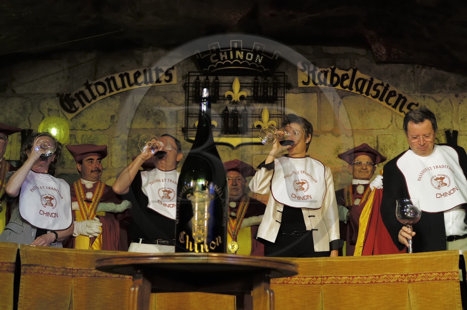 France, Indre et Loire, Chinon, Caves Painctes, wine growers brotherhood during the Flower Chapter