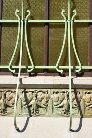 France, Meurthe-et-Moselle, Nancy, the Villa Majorelle of Art Nouveau style by architect Henri Sauvage, window grilles