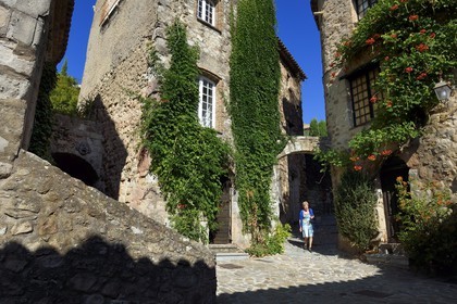 France, Var, the Dracenie, Les Arcs-sur-Argens, place du Collier and the beginning of the Agnely street in the old town