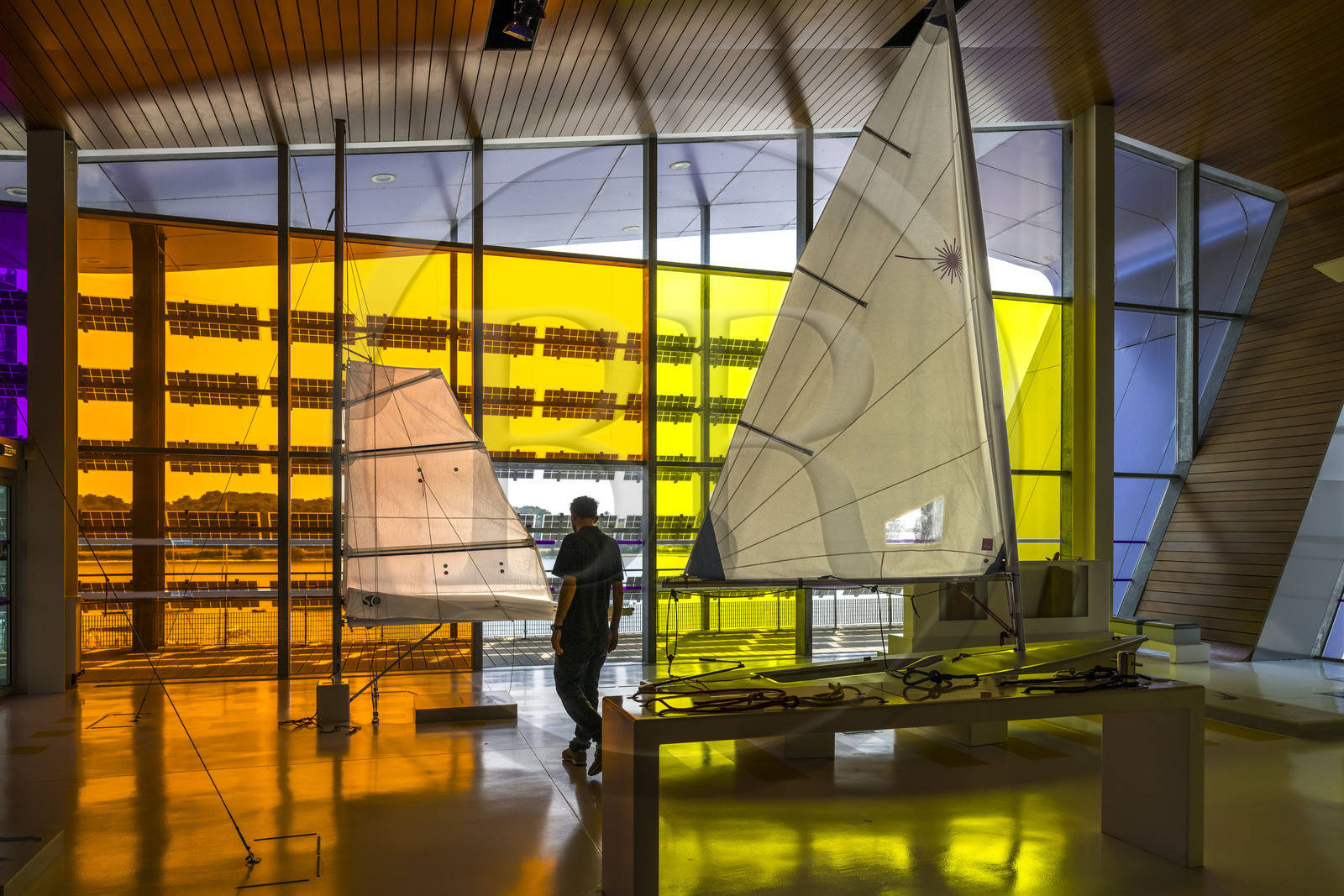 France, Morbihan (56), Lorient, Lorient La Base, ancienne base de sous-marins construite par les Allemands durant la Seconde Guerre mondiale,  Cité de la Voile Eric Tabarly