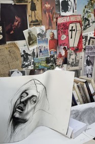 France, Ivry sur Seine, the artist Ernest Pignon-Ernest in his studio