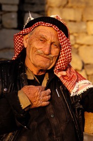 Jordan, Bedouin in front of Fort Azraq