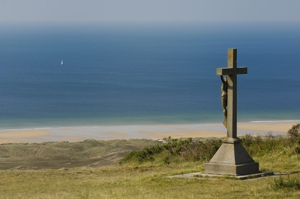 France, Manche, Cotentin, La Hague, cove of Vauville, calvaire des dunes (dunes calvary)