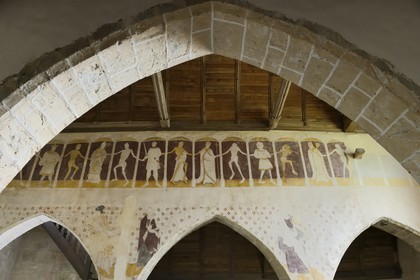 France, Cotes-d'Armor, Plouha, Kermaria an Iskuit chapel, Danse Macabre (Dance of Death) from late fifteenth century