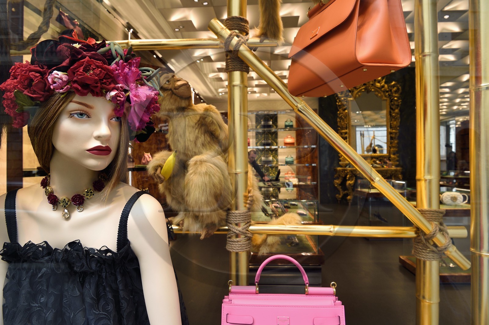 Italy, Lombardy, Milan, Fashion Quadrilateral (Quadrilatero della moda), Dolce & Gabbana luxury boutique via Monte Napoleone