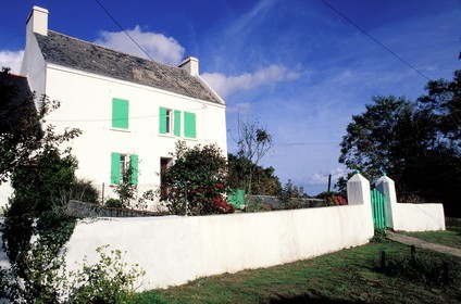 France, Morbihan (56), île de Groix, maison traditionnelle à Kerlivio