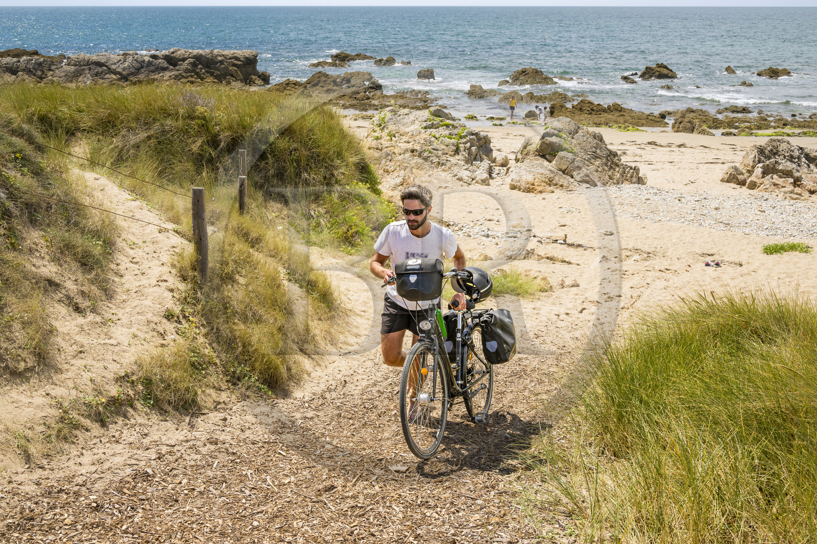 France, Vendee, Noirmoutier island, Noirmoutier-en-l'Ile, plage des Lutins, bike ride