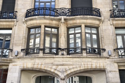France, Meurthe et Moselle, Nancy, the Henri Aimé building housing an LCL bank office at 42-44 rue Saint-Dizier (1904) by the architects Georges Biet and Eugène Vallin