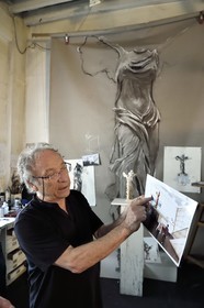 France, Ivry sur Seine, the artist Ernest Pignon-Ernest in his studio