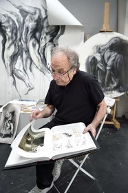 France, Ivry sur Seine, the artist Ernest Pignon-Ernest in his studio