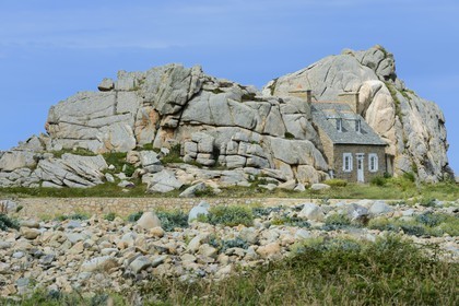 France, Cotes-d'Armor, Cote d'Ajoncs, Plougrescant, Pors Scaff cove, the little house of Castel Meur, any commercial representation of this house is forbidden
