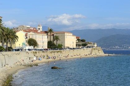 France, Corse du Sud, Ajaccio, the beach of the old town at the foot of the Citadel