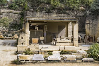 France, Gard, Vers Pont du Gard, stone quarries on the route of the Roman aqueduct of Nimes, The Stone of Pont du Gard is still active since Roman times
