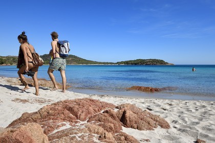 France, Corse du Sud, Bouche de Bonifacio Nature Reserve, Rondinara bay and beach