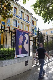 France, Var, Toulon, Art Center of the Hotel des Arts, decorations painted on the facade by the artist Alexandre Benjamin Navet