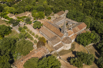 France, Var (83), Le Thoronet, 12th century Cistercian abbey (aerial view)