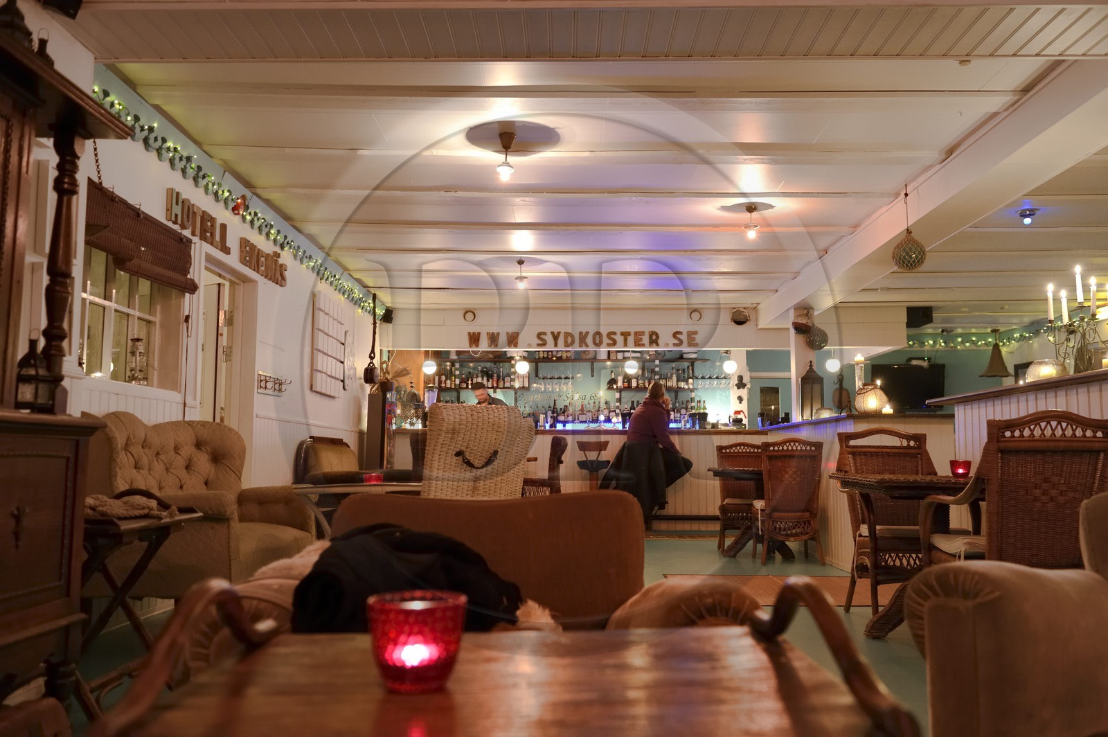 Suède, Västra Götaland, Iles Koster, Ekenäs, bar de l'hotel Ekenäs Sydkoster
