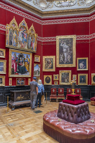 France, Oise, Chantilly, the castle of Chantilly, the Condé museum, salle de la Tribune, walls devoted to primitive and Renaissance painting (Sassetta, Fra Angelico, Botticelli, Titian ...)