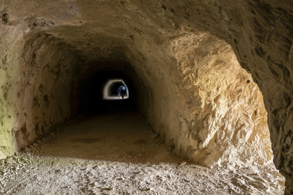 France, Alpes de Haute Provence, Parc Naturel Régional du Verdon, Rougon, Grand Canyon of Verdon, the Baou tunnel used by the Blanc-Martel trail on the GR4 along the Samson corridor