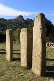 France, Corse-du-Sud (2A), Sartène, site archéologique de Cauria, alignement d'I Stantari, pierres dressées